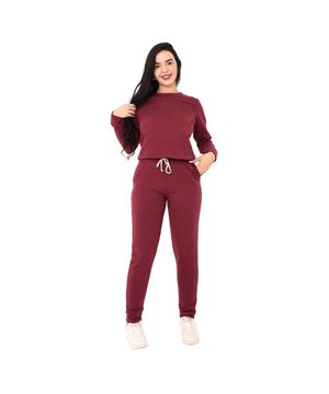 Conjunto Feminino Longo Moletom Flanelado Homewear Luna Cuore