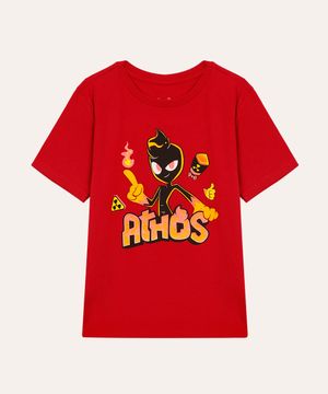 camiseta de algodão infantil athos vermelha