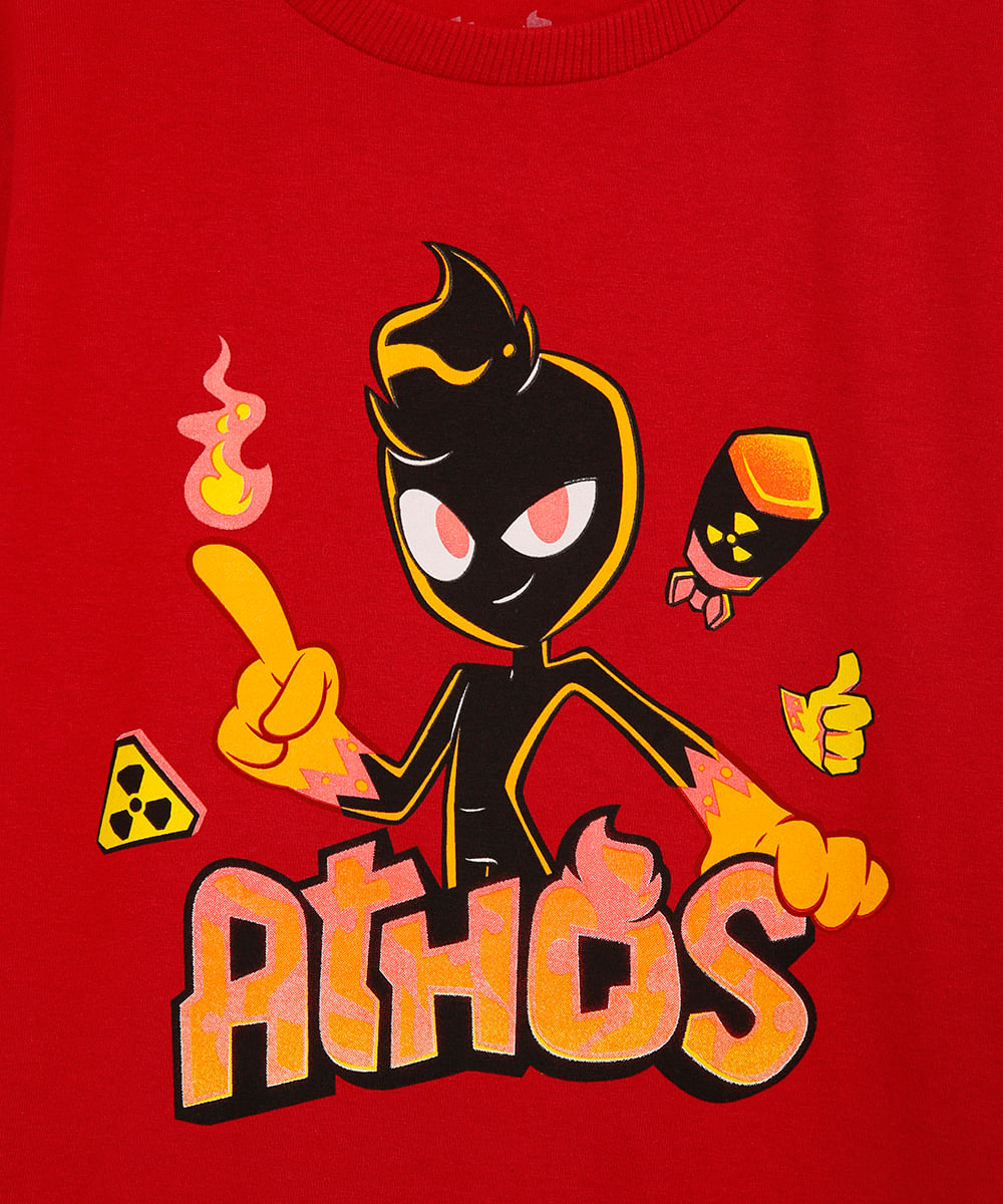 camiseta de algodão infantil athos vermelha