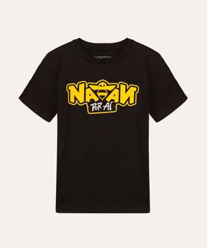 camiseta de algodão infantil natan por ai preta