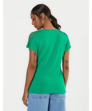 Blusa Detalhe Ombro Renda Verde Bandeira