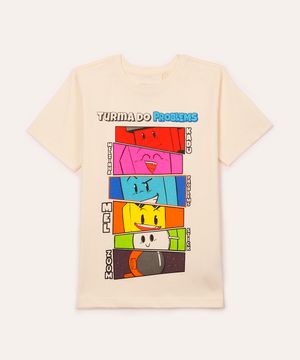 camiseta de algodão infantil turma do problems off white