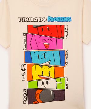 camiseta de algodão infantil turma do problems off white