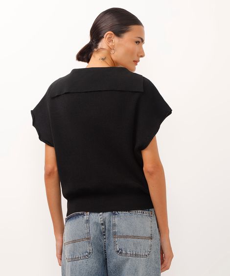 polo muscle tee de tricot liso preta