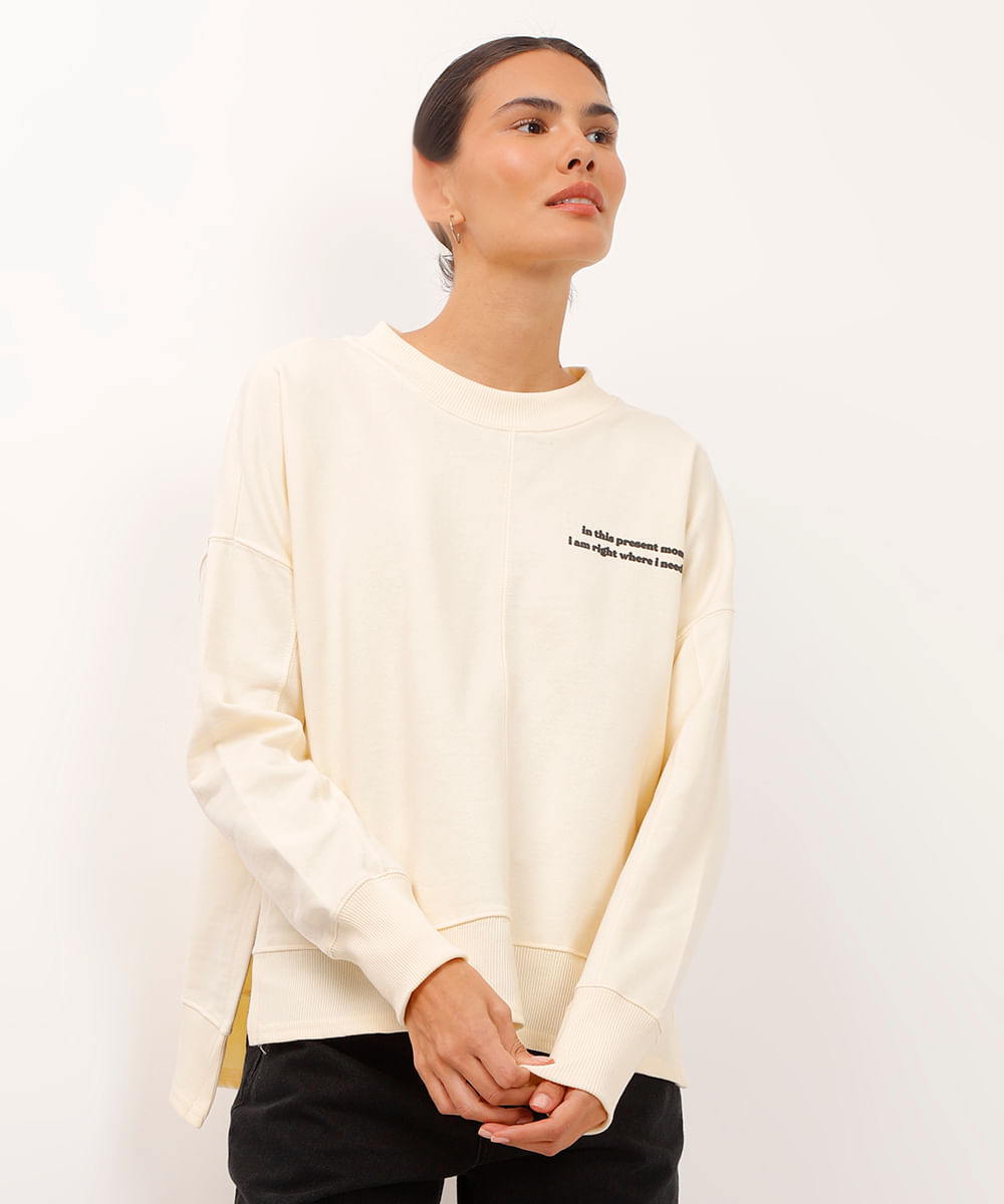 blusão de moletom com fenda in this present moment off white