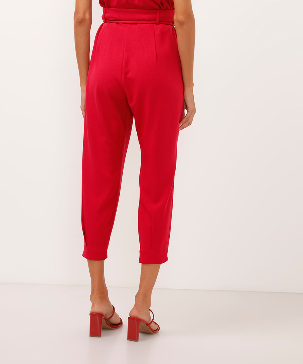 calça jogger com pregas e cordão rosa