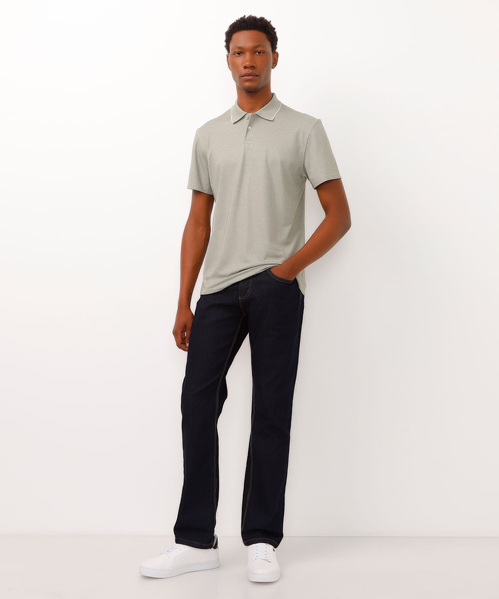 polo slim fit de algodão peruano verde