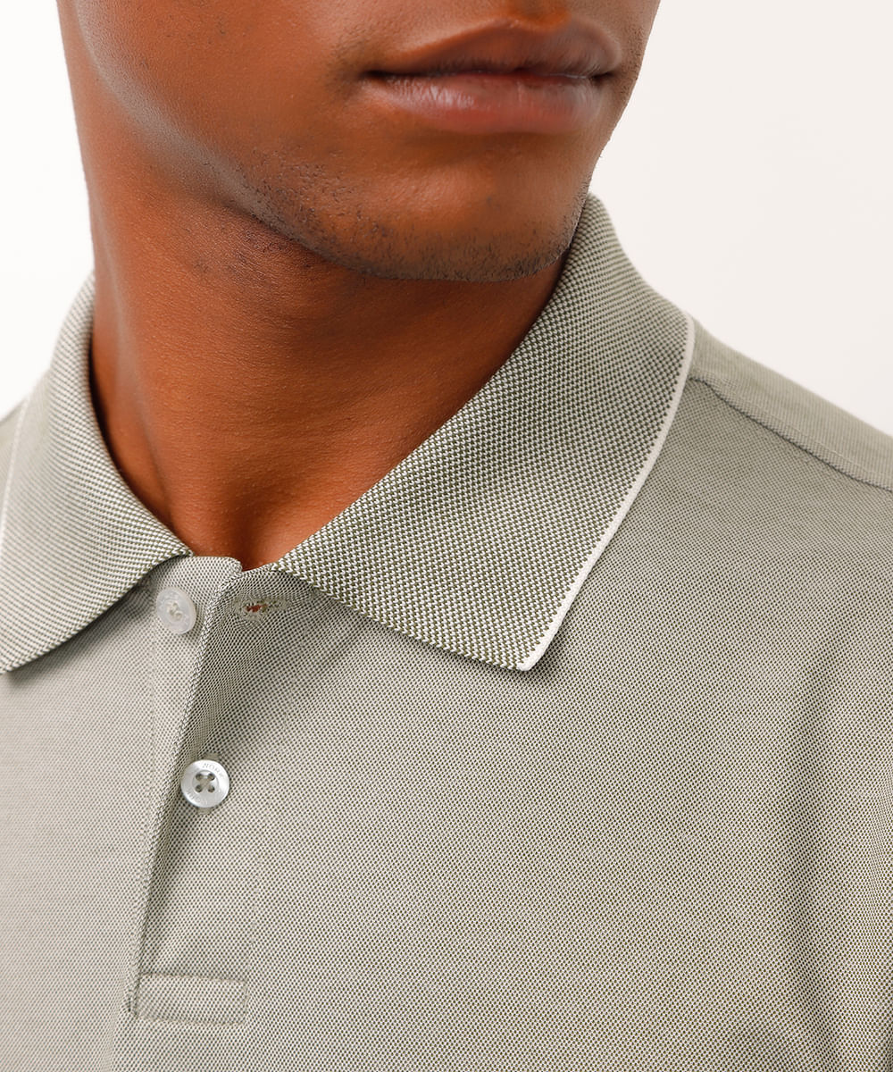 polo slim fit de algodão peruano verde
