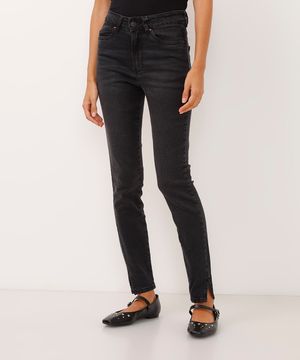 calça skinny jeans cintura super alta preta