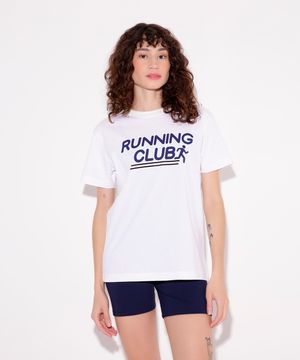 camiseta de algodão running club mindset sport off white