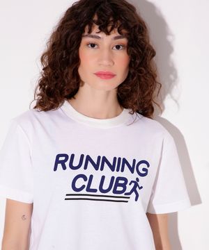 camiseta de algodão running club mindset sport off white