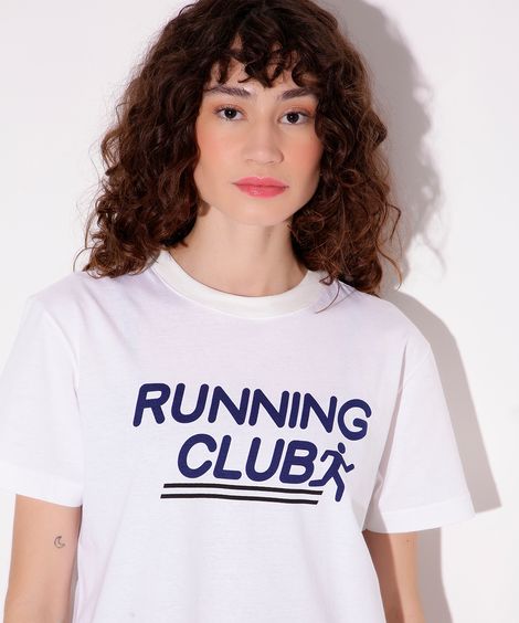 camiseta de algodão running club mindset sport off white