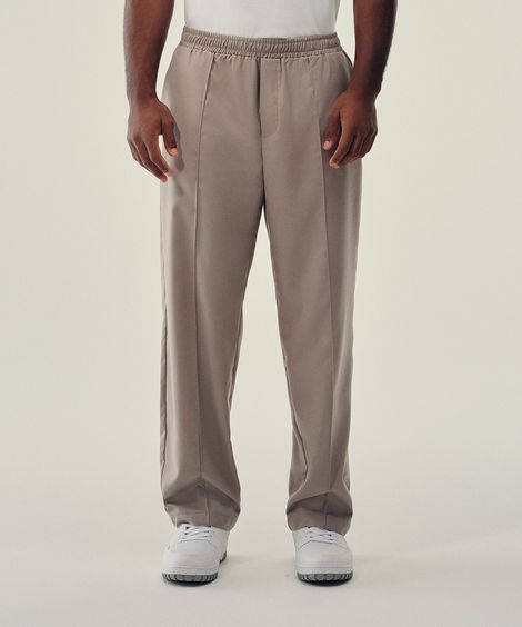 calça jogger alfaiataria cós elástico bege