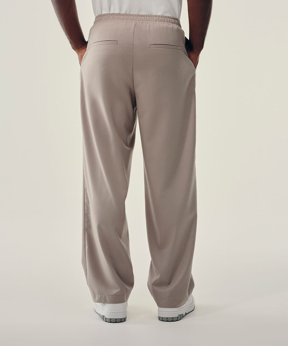 calça jogger alfaiataria cós elástico bege