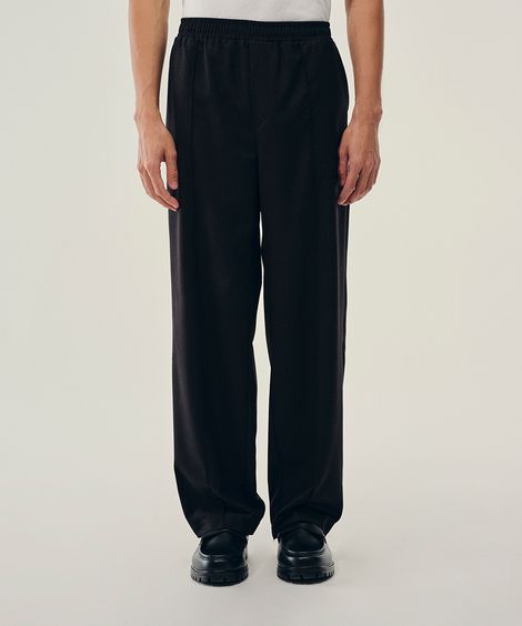 calça jogger alfaiataria cós elástico preta