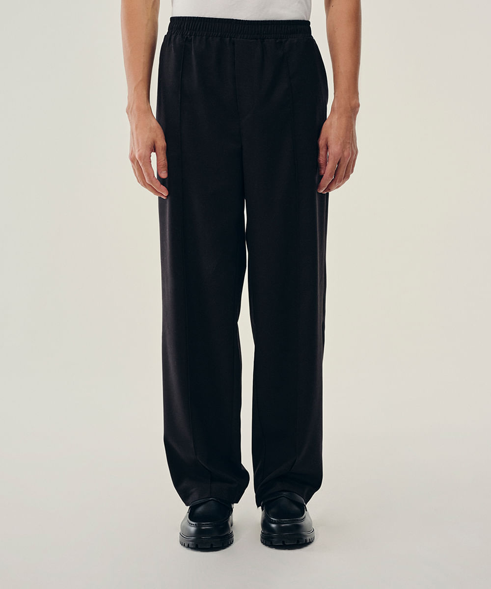 calça jogger alfaiataria cós elástico preta