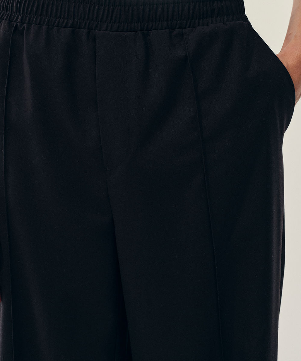 calça jogger alfaiataria cós elástico preta