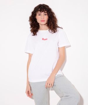 camiseta de algodão paris mindset off white