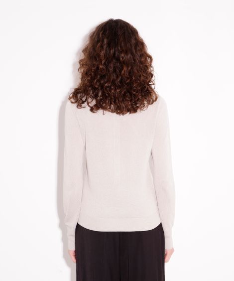 blusa de tricot gola polo mindset cinza claro