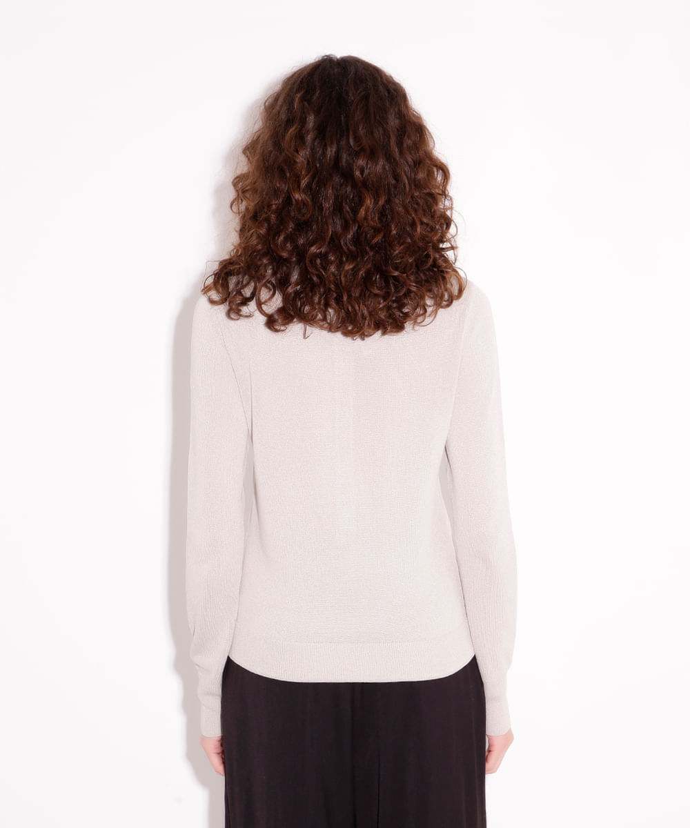 blusa de tricot gola polo mindset cinza claro
