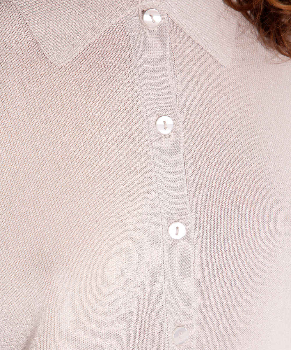 blusa de tricot gola polo mindset cinza claro