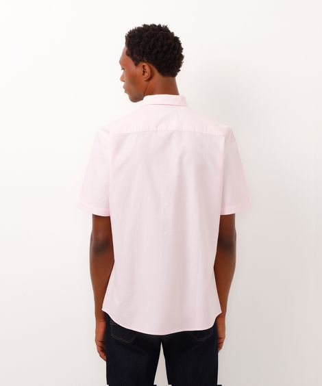 camisa comfort oxford manga curta rosa claro