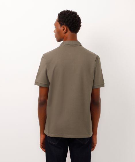 polo de algodão comfort com botão verde