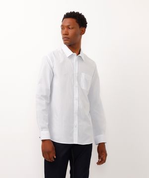 camisa manga longa quadriculada branco