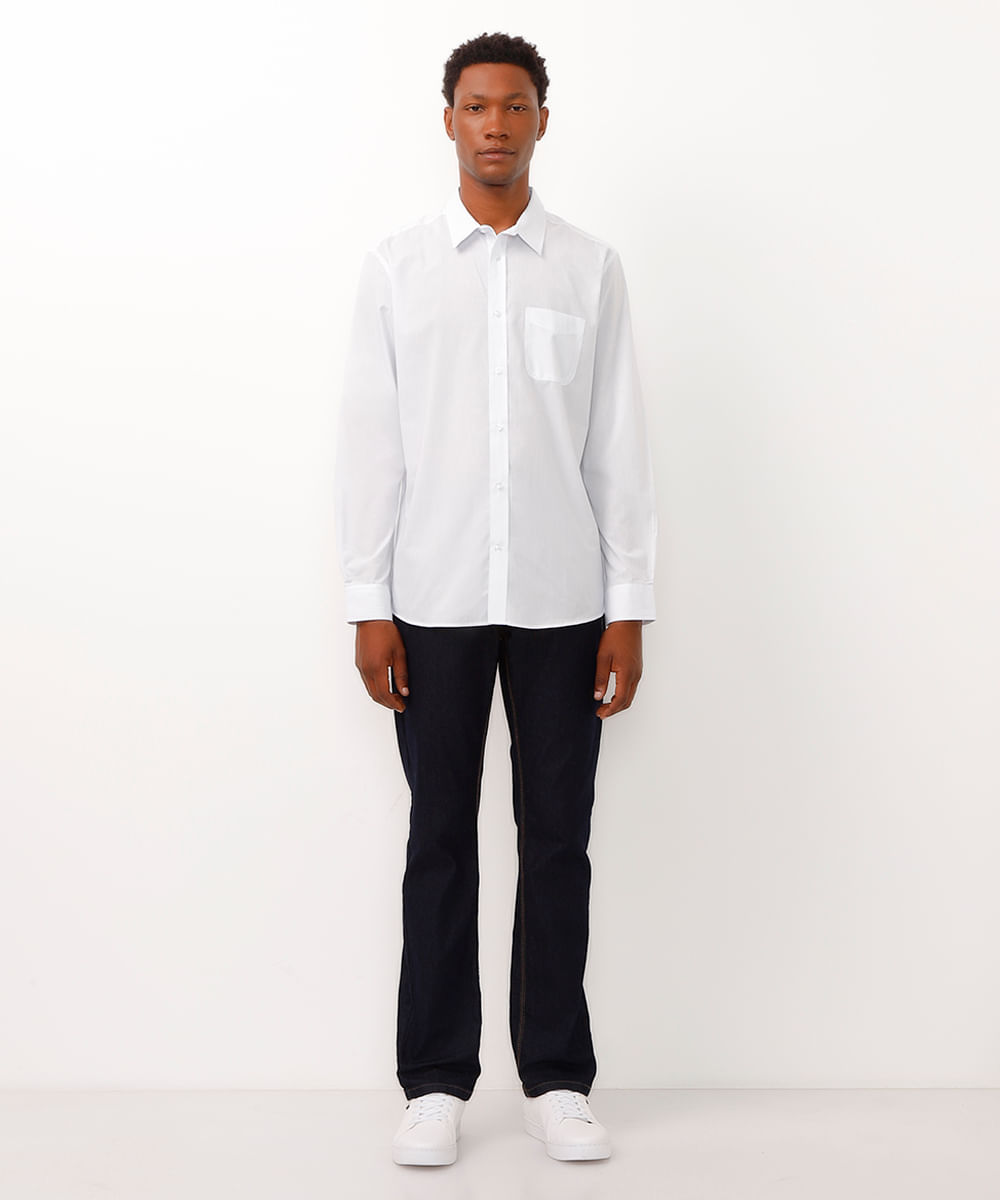 camisa manga longa quadriculada - branco