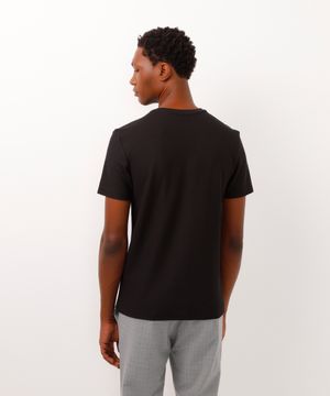 camiseta texturizada slim fit de algodão peruano preto