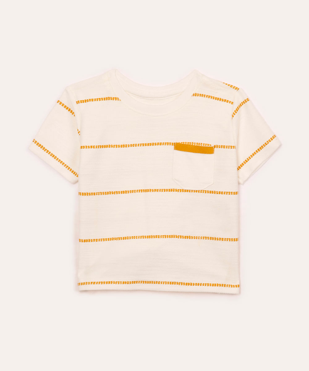 camiseta de algodão infantil com bolso marrom