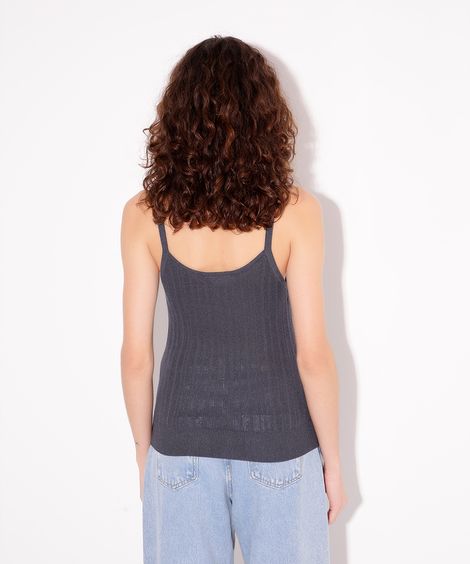 regata de tricot alças finas mindset cinza