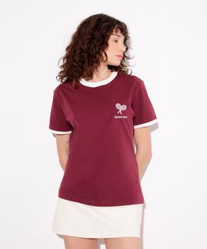 camiseta de algodão tennis club mindset sport vinho