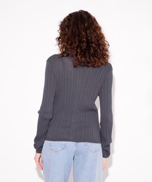 cardigan de tricot canelado mindset cinza