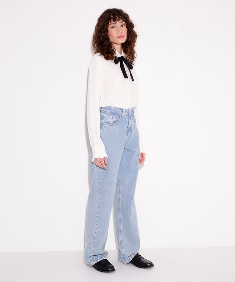 camisa com laço mindset off white