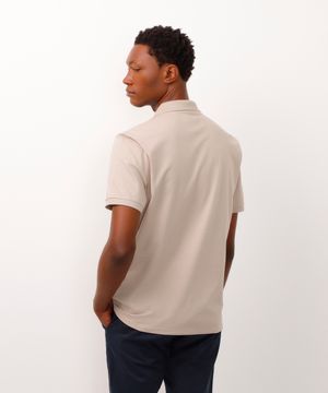 polo de algodão comfort com botão bege