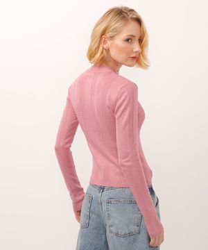 suéter básico de tricot canelado - nude
