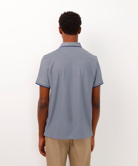 polo de algodão manga curta azul