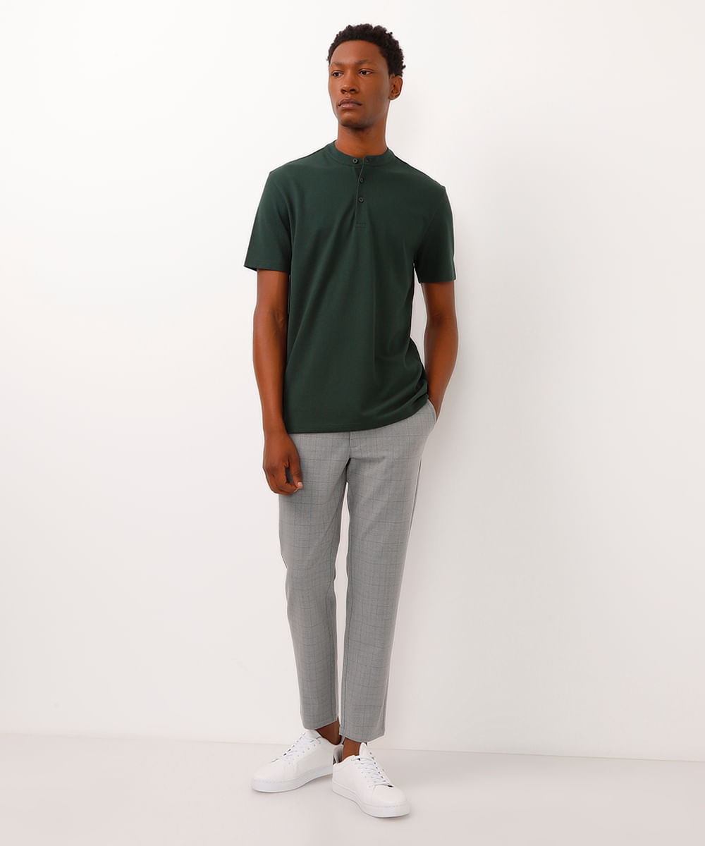 polo comfort gola padre manga curta verde