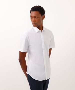 camisa slim fit manga curta branco