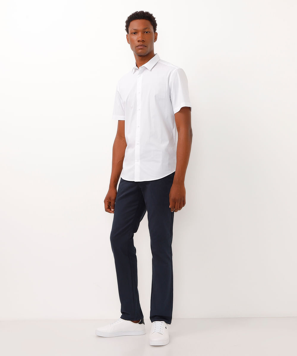 camisa slim fit manga curta branco