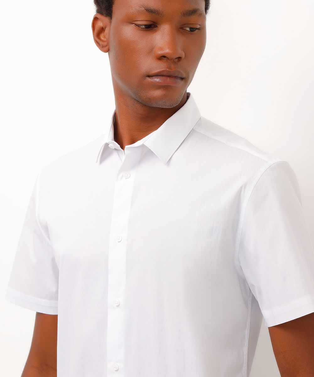 camisa slim fit manga curta branco