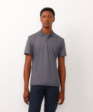 polo slim fit de algodão peruano cinza