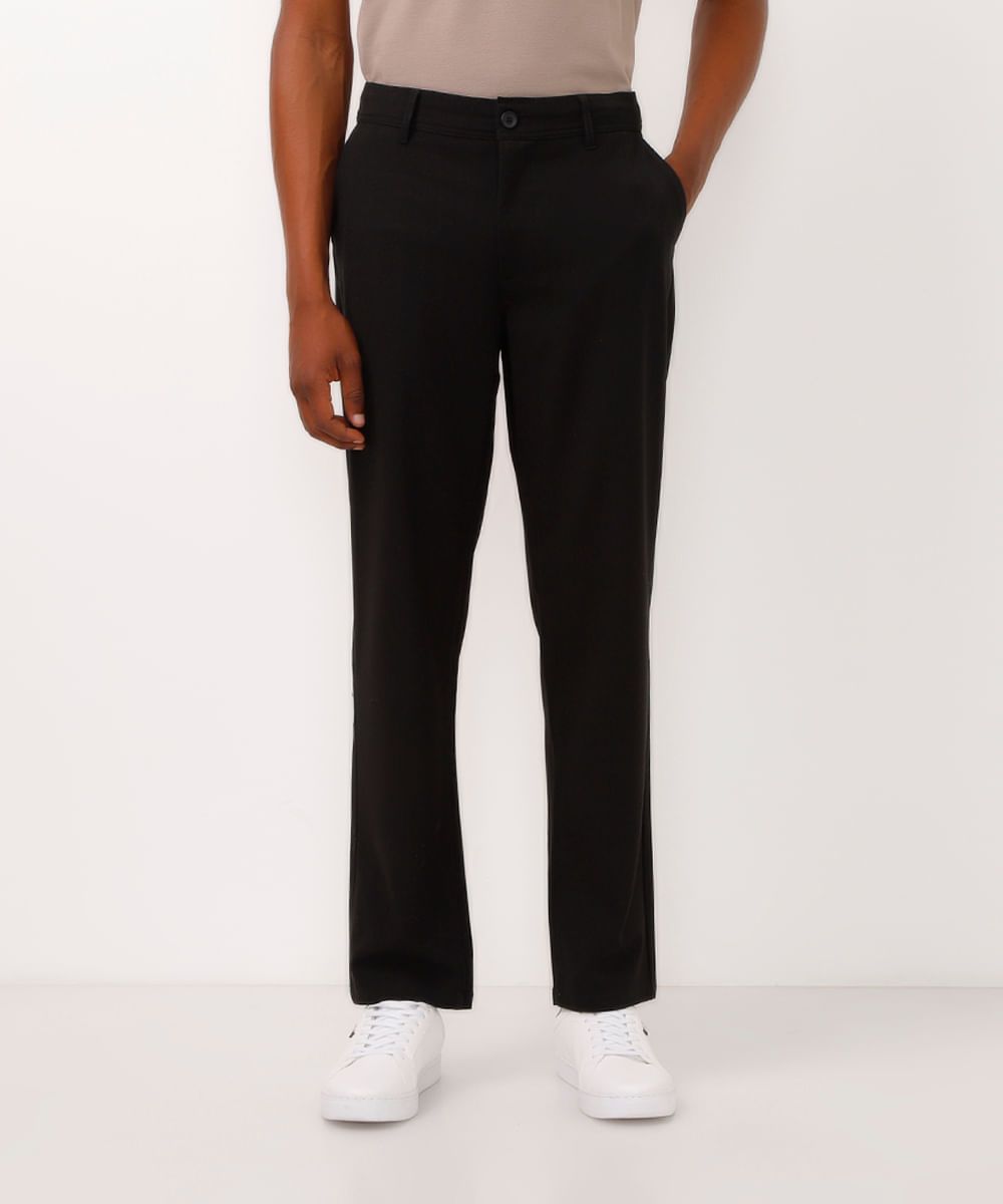 calça reta de alfaiataria preta