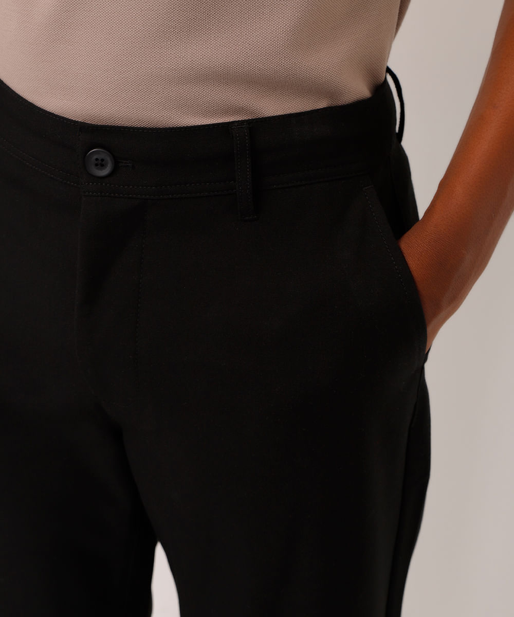 calça reta de alfaiataria preta