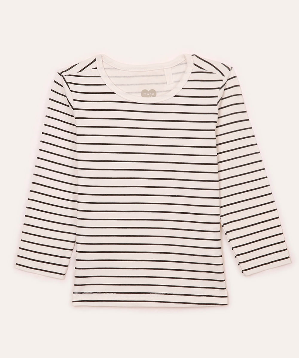 blusa de algodão infantil listrada