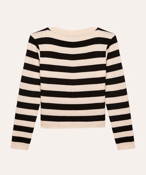 suéter de tricot juvenil listrado off white