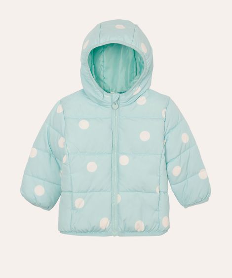 jaqueta puffer infantil com capuz poá verde