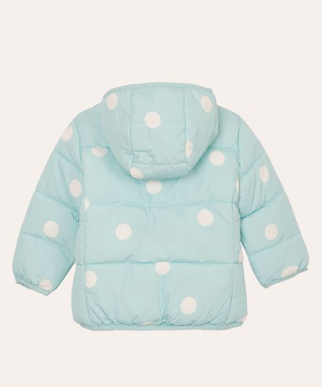 jaqueta puffer infantil com capuz poá verde