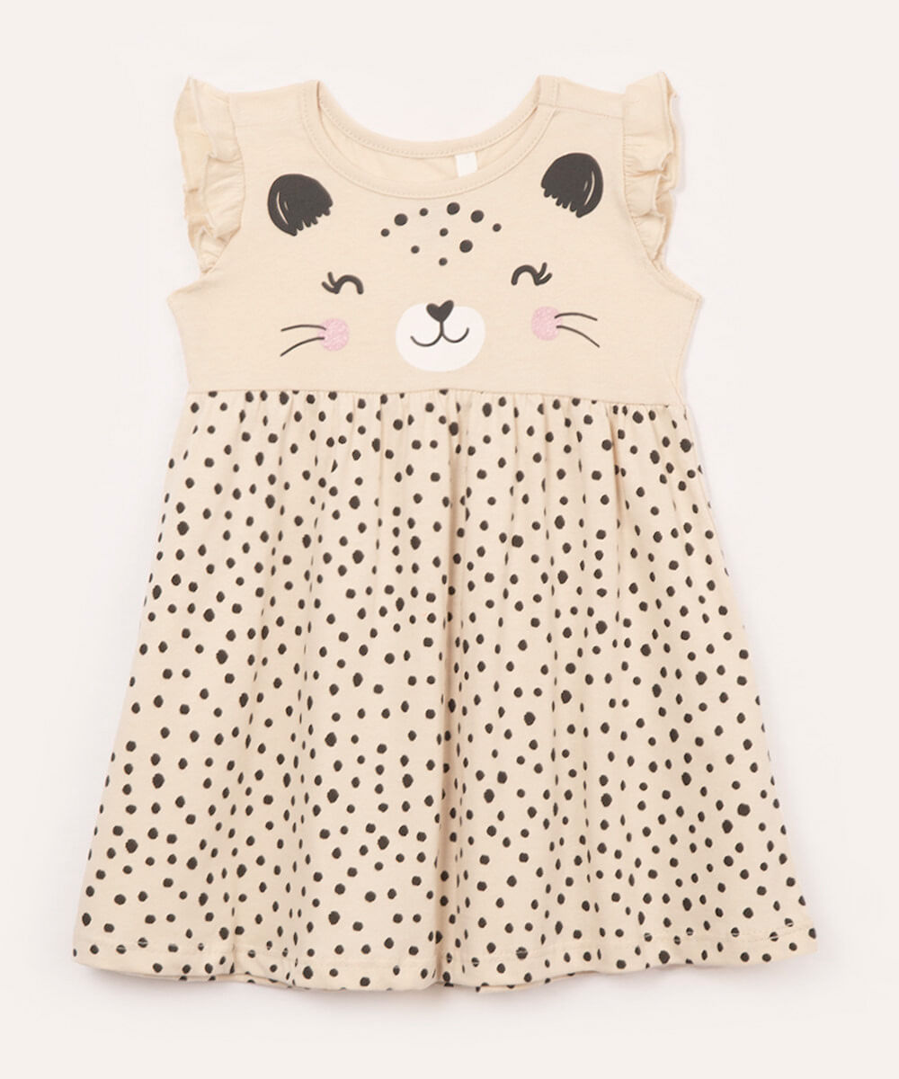 vestido infantil de algodão animal print